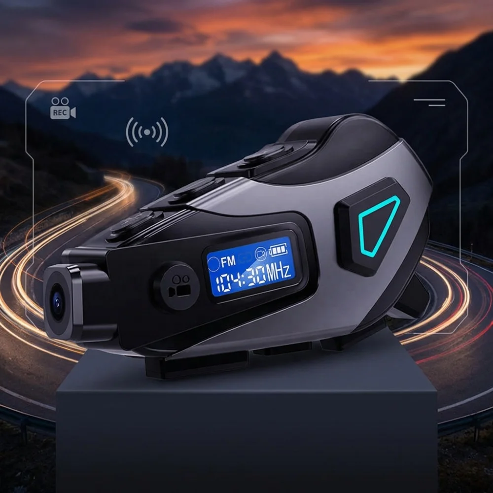 K10 Motosiklet Kamera Sistemi 1080p Video Kaydedici Sürüş Dvr Kask Kamerası Kablosuz Kulaklık Ve Gürültü Önleyici Özellikli